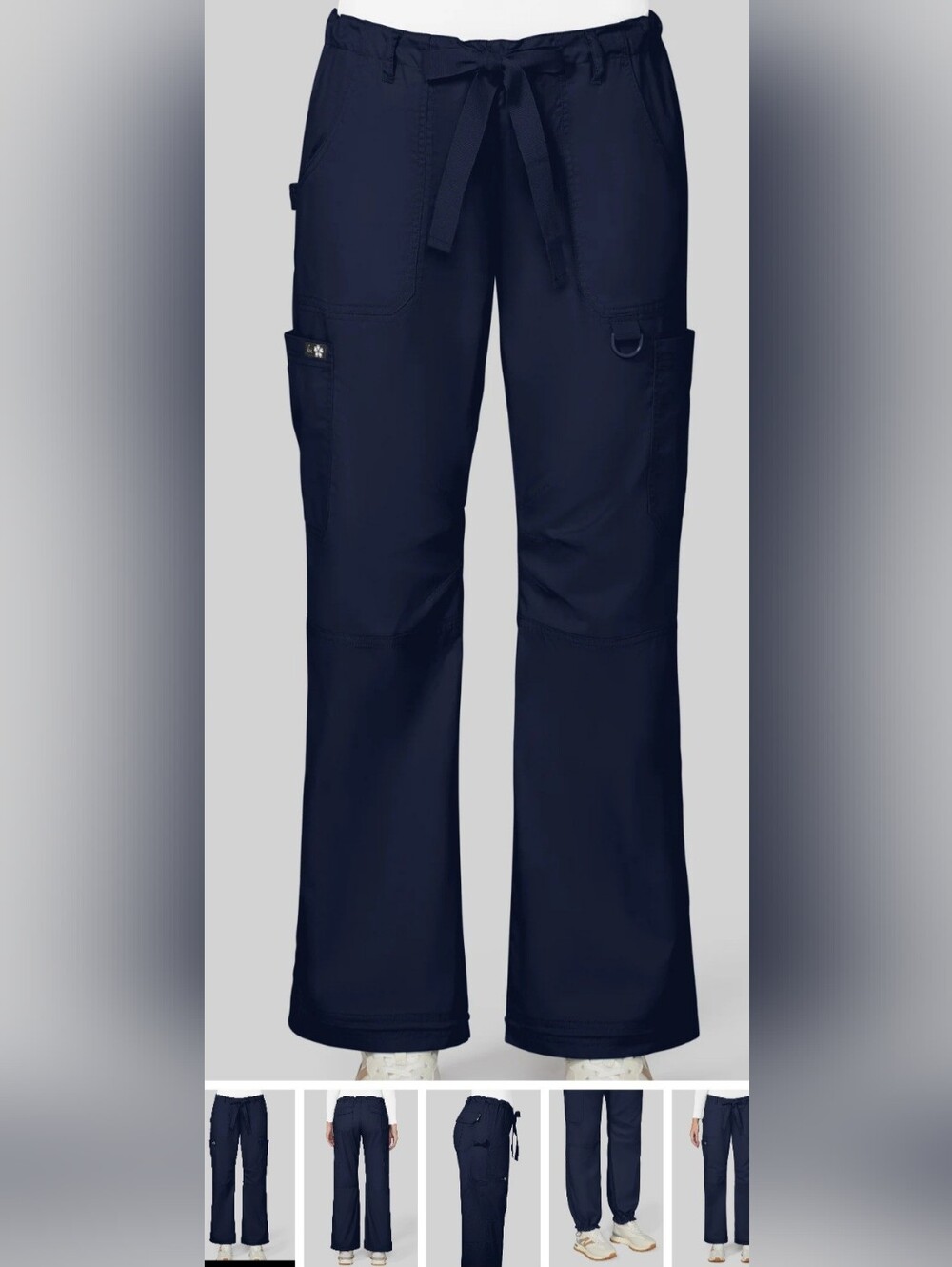 koi Navy Boot-Cut Cargo Scrub Pants with Tie Waist Tall